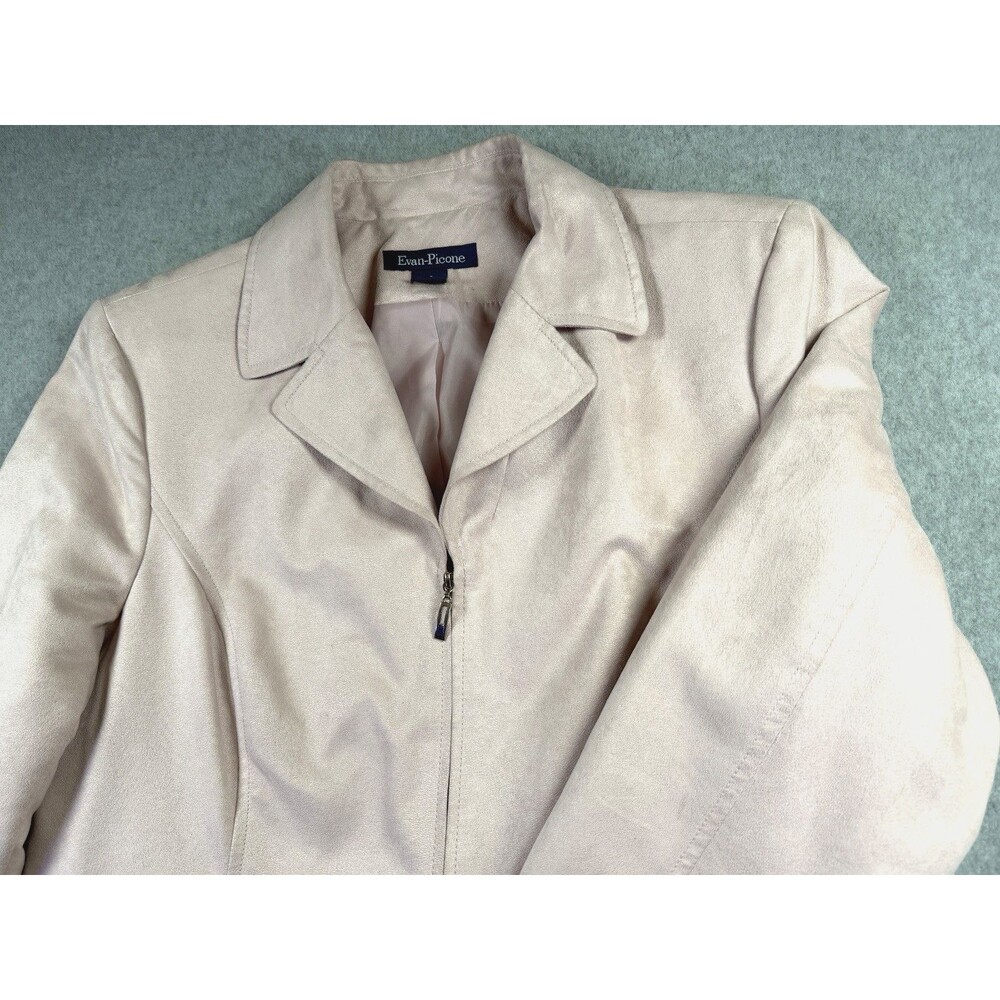 Evan Picone Size 16 Blush Pink Faux Suede Zip Front Blazer Jacket Lined